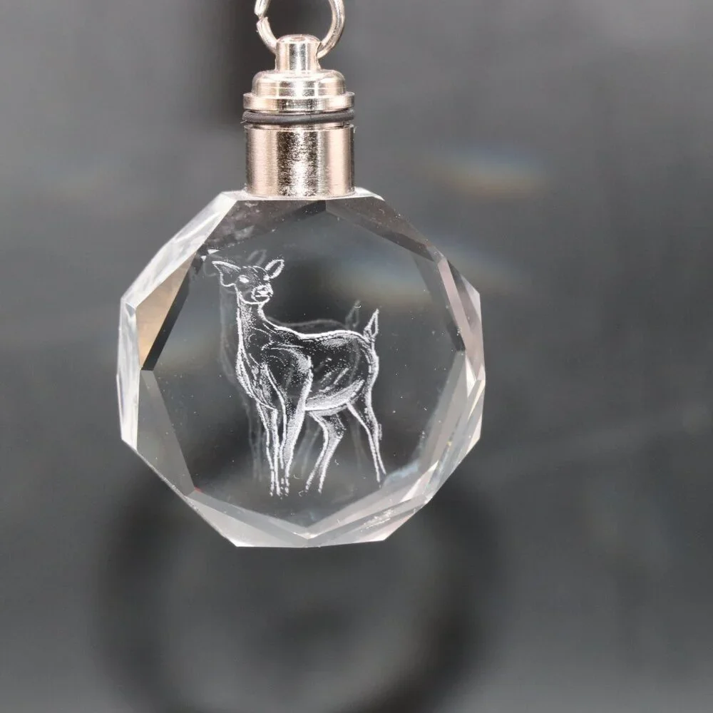 Vintage Harry Potter Transparent Glass With Laser Etched Deer Light Up Keychain